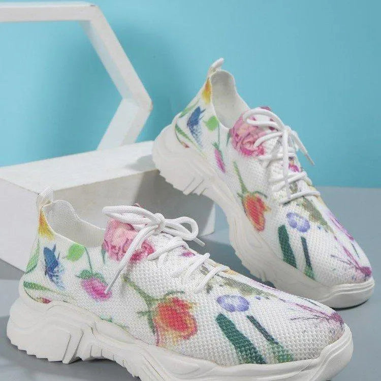 🔥Last Day 60% OFF — Floral Print Lace-up Breathable Orthopedic Sneakers