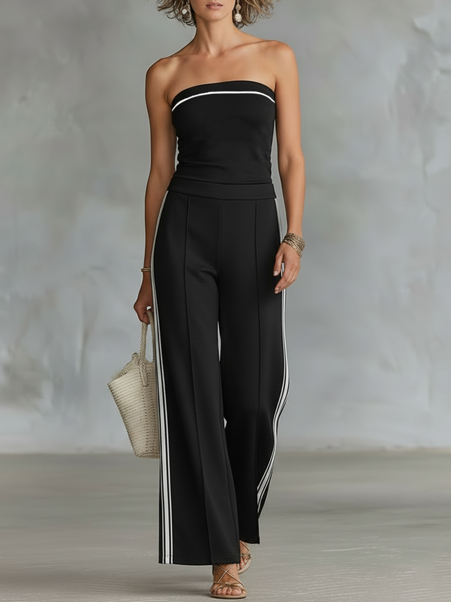 Women's Minimalist Strapless Top And Straight-Leg Trousers Set MDZ0548F0WY