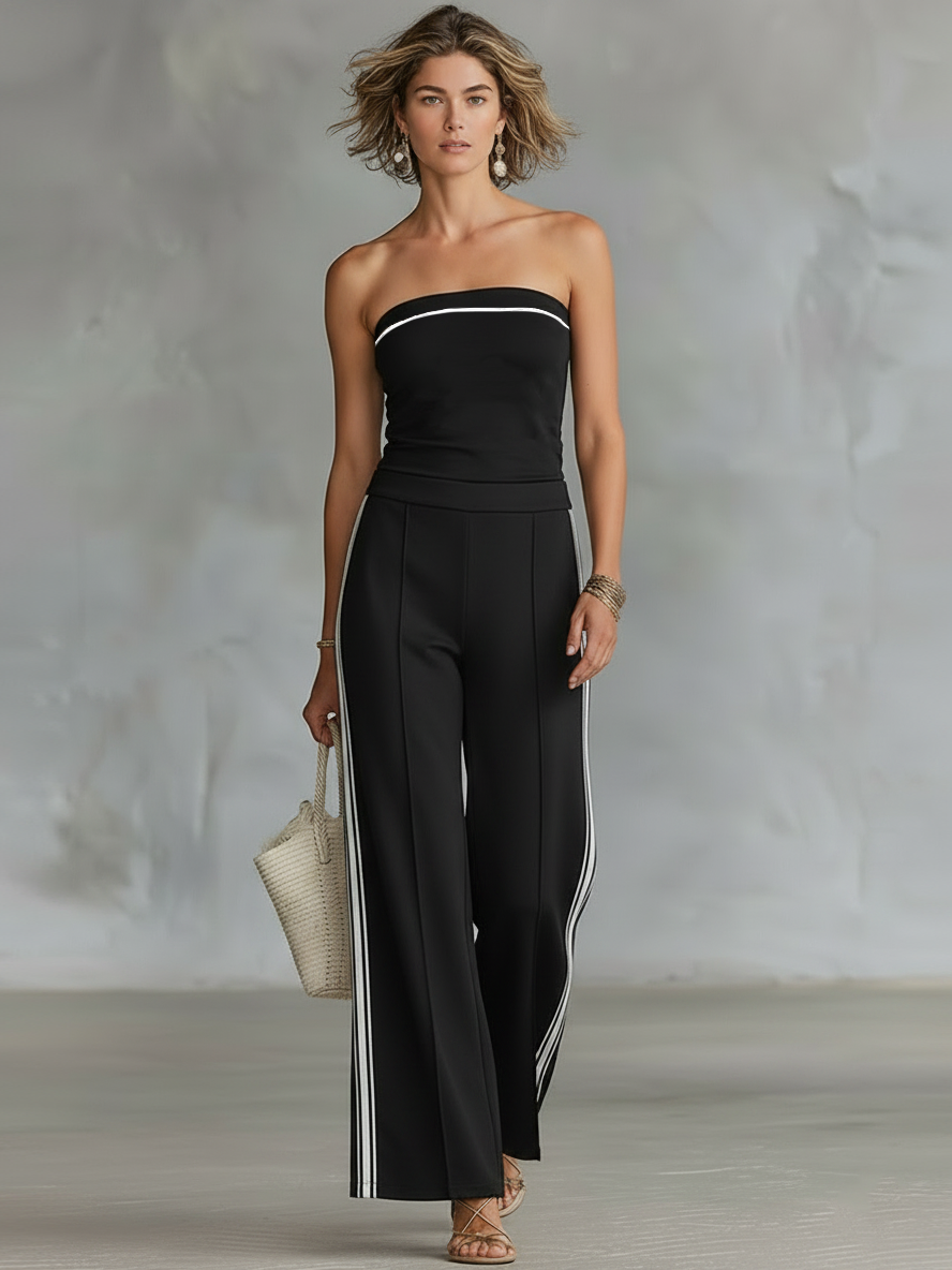 Women's Minimalist Strapless Top And Straight-Leg Trousers Set MDZ0548F0WY