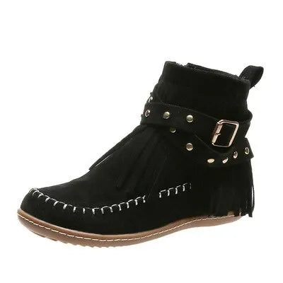 LAST DAY 75% OFF——2024 autumn and winter rivet tassel moccasin boots