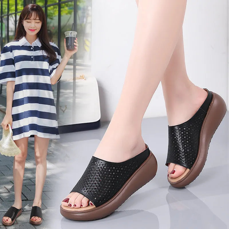 🔥Women's Leather Bottom Thick-soled Sandals
