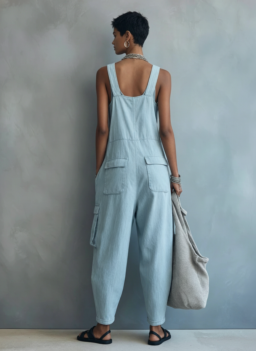Women's Loose Casual Multi-Pocket Zipper Overalls MDZ0551F7WY