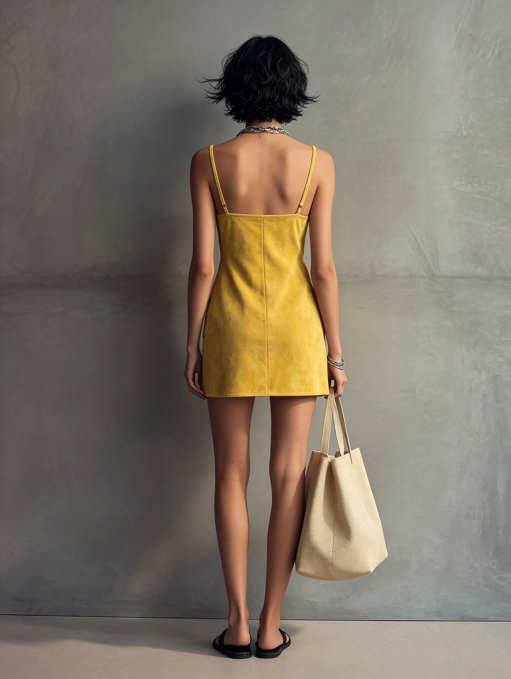 Women's Minimalist Faux Suede Spaghetti Strap Mini Dress MDZ0570F4WY