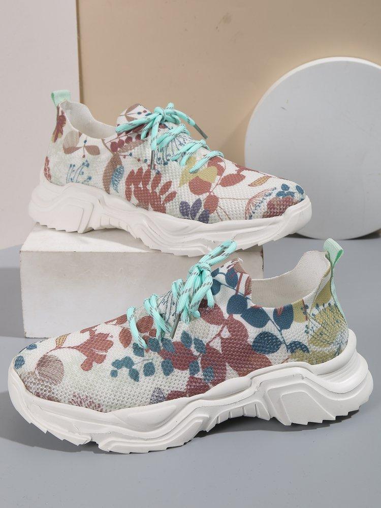 🔥Last Day 60% OFF — Floral Print Lace-up Breathable Orthopedic Sneakers